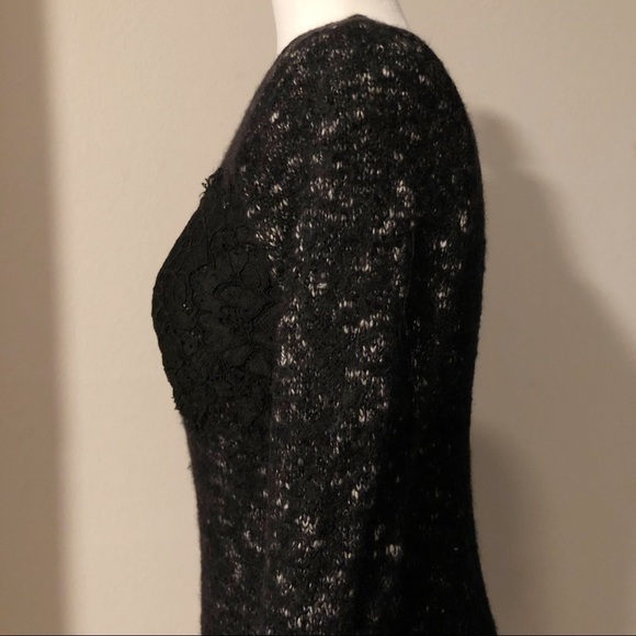 Zara black white fuzzy lace trimmed sweater - Picture 8 of 15